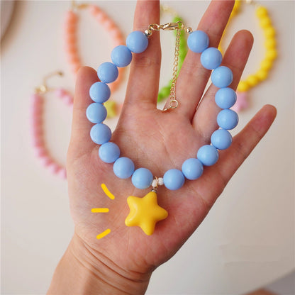 Cute Stars Dog Necklace Small Dog Teddy Schnauzer Dopamine Beaded Pet Collar Cat Neck Chain Pet Neck Accessories