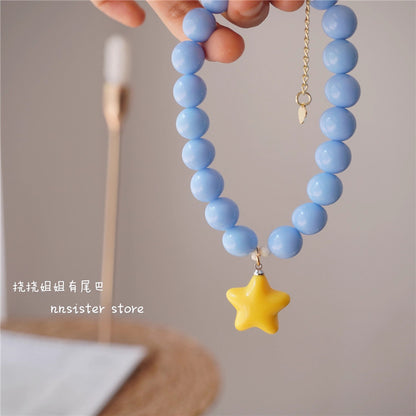 Cute Stars Dog Necklace Small Dog Teddy Schnauzer Dopamine Beaded Pet Collar Cat Neck Chain Pet Neck Accessories