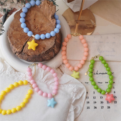 Cute Stars Dog Necklace Small Dog Teddy Schnauzer Dopamine Beaded Pet Collar Cat Neck Chain Pet Neck Accessories