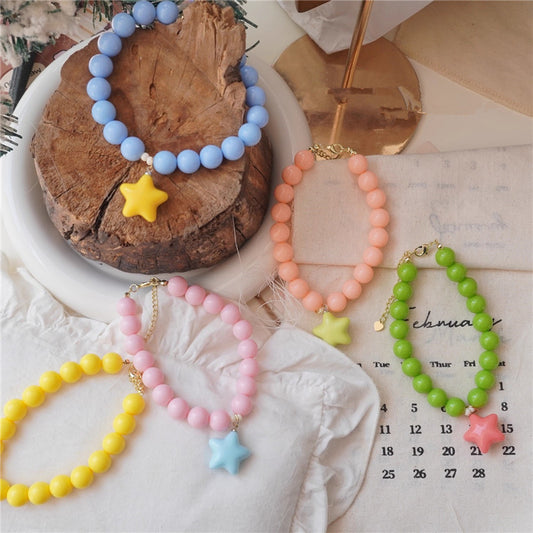 Cute Stars Dog Necklace Small Dog Teddy Schnauzer Dopamine Beaded Pet Collar Cat Neck Chain Pet Neck Accessories