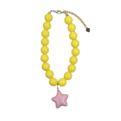 Cute Stars Dog Necklace Small Dog Teddy Schnauzer Dopamine Beaded Pet Collar Cat Neck Chain Pet Neck Accessories